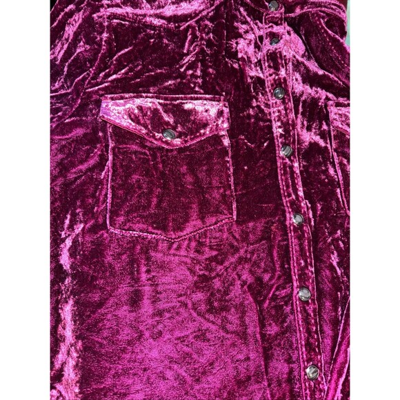 Sundance Cassity Velvet Shirt M Button Down Western Pearl Snap Silk Blend Rodeo - Picture 5 of 10